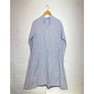 45R Japan Umii 908 Blue Striped Long Sleeve Tunic Dress Cotton Size 1 Small